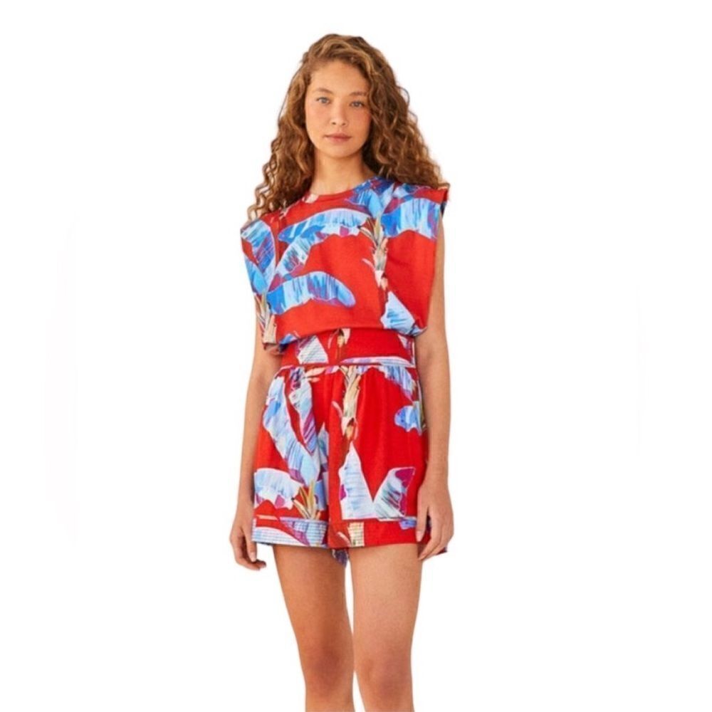 Nwt Farm Rio Sweet Jungle Red Shorts Ananas Red Small